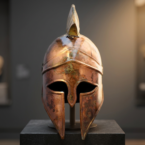 Casco de Guerrero Griego, Casco Corintio de Metal con Pluma, Armadura de Acero, Casco de Acero Pulido, Forma Redonda - Product Image 3