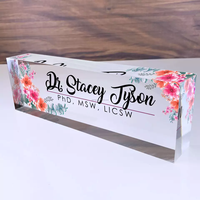 Plaque de Slogan de bureau rectangulaire en verre plexiglas, bloc de Logo en acrylique PMMA, bloc de Logo coloré personnalisé pour la Promotion