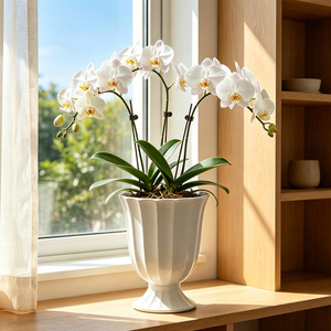 Nouveaux pots à fleurs en céramique <span class=keywords><strong>rouge</strong></span>, grands et modernes, décorés en relief, <span class=keywords><strong>sur</strong></span> <span class=keywords><strong>pied</strong></span> haut, pour la décoration de la pièce et de la table à manger - Product Image 5