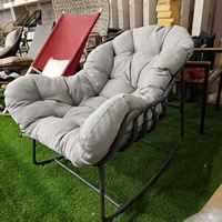Fauteuil à bascule moderne d'extérieur en corde avec structure en acier pour patio, jardin, villa, ferme et cour