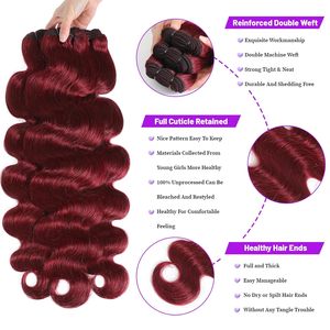Extensioni per <span class=keywords><strong>capelli</strong></span> umani 99J Rosso Vino Ondulati, Fasci di <span class=keywords><strong>capelli</strong></span> vergini indiani grezzi 15A a doppia trama, Fasci Remy Borgogna - Product Image 3