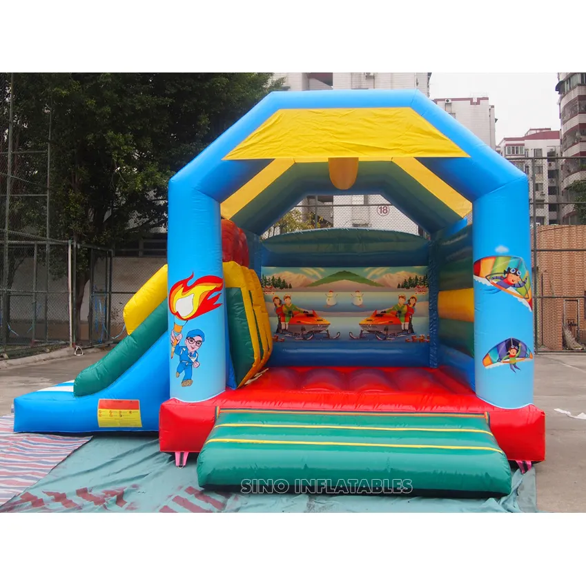 18'x17' commerciële grade kids sport combo opblaasbare springkasteel met glijbaan gemaakt van laed gratis materiaal