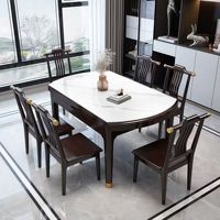 Table à manger en bois massif pliable, style chinois moderne et simple, plateforme extensible, ensemble table et chaises