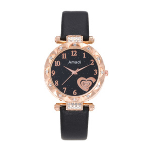 Amadi Ensemble de bracelets de montre à quartz pour femmes Offre Spéciale mode décontractée cœur numérique simple polyvalent pour les étudiants boîtier en alliage cuir - Product Image 2