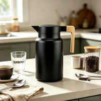 Ensemble de café et de thé isotherme en acier inoxydable écologique moderne avec logo personnalisé, carafe thermique à double paroi, poignée en bois de hêtre, Baishida