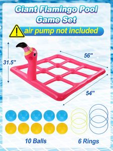 2-in-1 Flamingo Tic Tac Toe & Ring Toss <b>Inflatable</b> Pool <b>Game</b> Set for Family Fun - Product Image 6