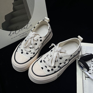 Zapatillas de lona retro con patrón de puntos - Zapatos casuales versátiles y cómodos con suela gruesa y elevada para actividades deportivas, verano 2026 - Product Image 3