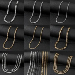 VKME 힙합 기본 체인 18k 금도금 쿠바 체인 스테인레스 스틸 목걸이 - Product Image 4