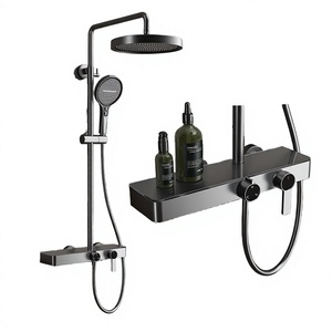 Complete <b>Shower</b> Set Modern Simple Style Brass Chrome High Pressure Wall Mount Square <b>Shower</b> Head Ceramic Valve for Hotel Use - Product Image 4