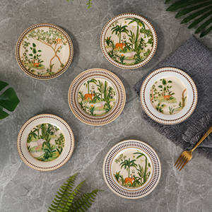 Set di Stoviglie in Porcellana Ecologica Greeness Jungle da 6 Pollici, Design Unico, Piatti da Portata in Ceramica per Feste in Casa - Product Image 1