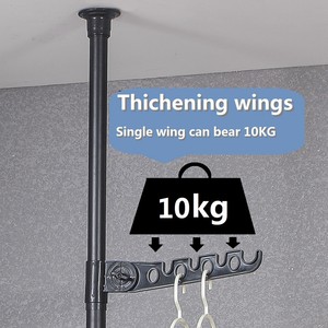 Telescopic Ceiling Corner <strong>Laundry</strong> Pole Clothes <strong>Drying</strong> <strong>Rack</strong> Coat Hat Bag Hanger - Product Image 6