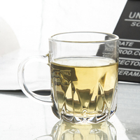 Tasse en verre à café populaire, nouveau design verrerie maison restaurant utilisant des gobelets en stock en gros
