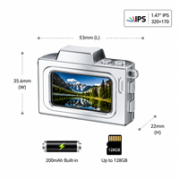 Mini caméra compacte 64MP avec éclairage LED 2.5K pour vidéo, idéale pour la photographie de voyage, les enfants et le micro-vlogging