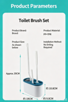 Ensemble de nettoyage WC 3-en-1 écologique avec brosse à long manche pour coin de salle de bain, support mural et accessoires en plastique