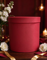 Boîte à fleurs ronde rigide rouge, boîte cadeau cylindrique personnalisée avec logo pour l'emballage floral de mariage
