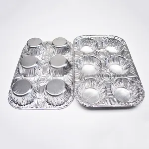 Disposable Baking and Pastry Tools Bakery Tray Compartment Aluminum Foil Egg Tart Mold Cups