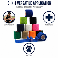 Bande de contention élastique cohésive sans latex 5cm*4.5m, non tissée, douce pour la peau, respirante, colorée, pour soins des plaies chez le chien, le chat et le cheval