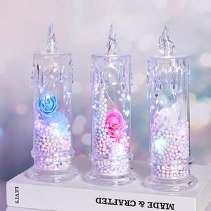 Vela Electrónica LED con Flor Eterna, Rosa Transparente, <span class=keywords><strong>Luz</strong></span> Nocturna para el Día <span class=keywords><strong>de</strong></span> San Valentín, Decoración para Fiestas - Product Image 3