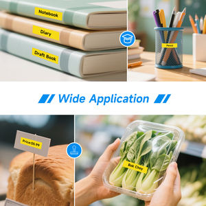 Cinta de Etiquetas Autoadhesiva de Plástico Negra sobre Amarillo de 12 mm Compatible con <span class=keywords><strong>DYMO</strong></span> <span class=keywords><strong>LetraTag</strong></span> LT 91332 91202 para Impresora 100H - Product Image 6