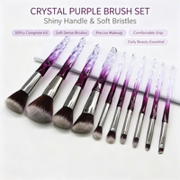 Kuas Makeup Berkualitas Tinggi Model Baru Single Frosted dengan Serat Lembut 10pcs Set Kuas Kosmetik Blush Glitter Gradasi