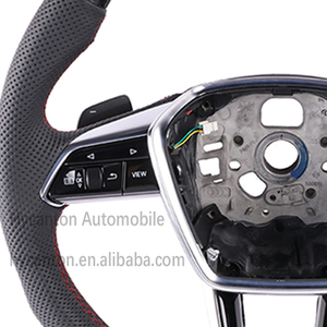 พวงมาลัยรถยนต์แบบเจาะรูหนังคาร์บอนไฟเบอร์สำหรับรถ Audi A4 A7L A8 Q5 Q7 Q8 TT - Product Image 3