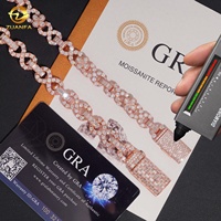 Bracelet en Moissanite plaqué or rose avec grande pierre brillante de 11 mm et 10 mm, motif croix et chaîne cubaine Infinity