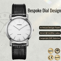 Reloj de Pulsera SINOBI Personalizado OEM Ultrafino de Acero Inoxidable con Correa de Cuero, Reloj de Cuarzo Minimalista con Cristal de Zafiro, Reloj de Pulsera Delgado para Hombre, Venta al por Mayor