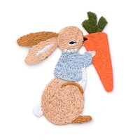 Op voorraad Zelfklevende Schattige Konijn 3D Borduurpatch voor Kinderkleding Tassen Hoeden DIY Decoratie