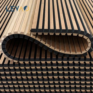 Panneau <span class=keywords><strong>mural</strong></span> en lattes de bois Akupanel, panneau en fibre de polyester à rainures rainurées insonorisant pour salle de jeux de magasin de détail - Product Image 3