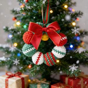 Acessório Decorativo de Natal Feito à Mão em Crochê com Corda Trançada para Pendurar na Árvore de Natal, Espelho de Carro e Decoração de Casa - Pingente Artificial de Natal - Product Image 6
