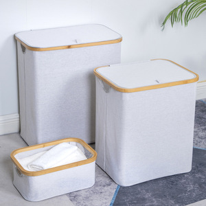 Laundry Basket Oxford Cloth Rectangle With Lid Clothing Organizer For Bathroom Standing Type Detachable - Product Image 4