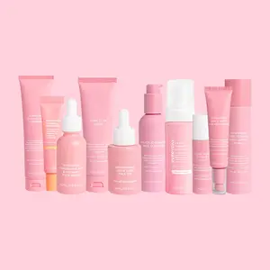 Conjunto de 5 peças para presente Sakura Pink, produto anti-idade coreano para cuidados com a pele, logotipo de marca própria personalizado