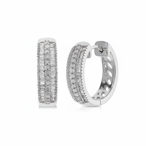 Orecchini a cerchio di diamanti (1/2 ct. T. w.) in argento Sterling | Macacy's - Product Image 1