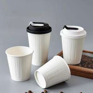 Vasos de Papel Kraft Biodegradables Desechables para Alimentos de 6 a 32 Onzas, con Pared Ondulada, Reciclables, con Estampado Dorado, para Envasado de Comida Rápida - Product Image 6