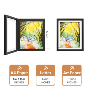 Cadre en bois <span class=keywords><strong>Kingwin</strong></span> A3/A4 à ouverture frontale pour œuvres d'art d'enfants avec passe-partout, affichage 8x10, plusieurs tailles, vente en gros - Product Image 2