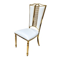 Chaises de banquet de luxe en acier inoxydable doré pour mariage, hôtel, événement, restaurant, avec coussin de réception rembourré blanc