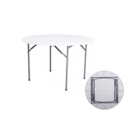 Table Ronde Pliante en Plastique Portable – Table Demi-Pliante Circulaire pour Maison, Location, Appartement, Banquet de Mariage et Hôtel
