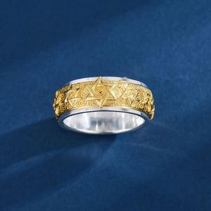 Anillo Giratorio Hexagrama Antiguo para Hombre, Anillo de Dedo Índice, Alivia el Estrés, Anillos Religiosos que Atraen la Riqueza - Product Image 5