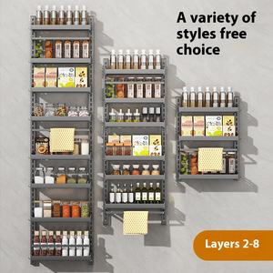 Niet-Geperforeerd Meerlaags Verstelbaar Metalen Keuken Opbergrek Aan De Muur Gemonteerd Meerlagig Kruiden Opbergrek - Product Image 3