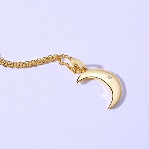 Unieke Sieraden 2020 Mode Hanger Ketting Roestvrij Staal 18K Vergulde Kristallen Halve Maan Vriendschapsketting - Product Image 5