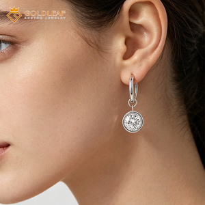 Goldleafgem Custom PT950 Platinum IGI Certified Round Lab Grown <b>Diamond</b> Hoop <b>Dangle</b> <b>Earrings</b> Women Daily Wear Fine Jewelry Gift - Product Image 2