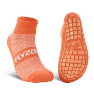 Orange Unique Designer Anti Slip Custom Sport Grip Socks With Logo