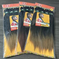Lot de 4x 240g de mèches synthétiques pré-étirées Ez Braiding Hair de 38 pouces, fibres lisses Yaki africaines, extensions de cheveux en vrac pour perruques