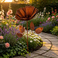 Piquet de jardin en fer rouillé, finition naturelle, décoration rustique en métal pour patio, pelouse, cour arrière