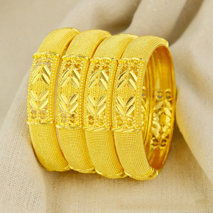 Pulsera Hueca de Moda para Mujer Bañada en Oro de 24K Joyería de Boda para Novia Árabe e India de Dubái - Product Image 4