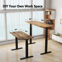 Bureau assis-debout électrique à double moteur, pieds à 3 niveaux, capacité de charge de 800 N, bureau à hauteur réglable, largeur contemporaine, bois extensible