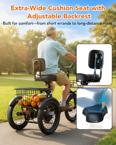 Qlife triker จักรยานไฟฟ้า<span class=keywords><strong>3</strong></span><span class=keywords><strong>ล้อ</strong></span>พับได้พร้อมตะกร้าสินค้ายางอ้วน2.0พับได้ - Product Image 6