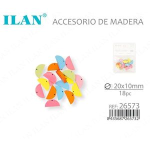 ILAN Pezzo Semicircolare in Legno 20x10mm 18pz Accessorio per Artigianato - Product Image 3
