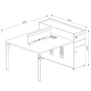 שולחן עבודה פשוט מחשב <span class=keywords><strong>2</strong></span> אנשים פתיחת תחנת עבודה מודולרית שולחן עבודה - Product Image 3