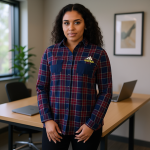 Blusa a Cuadros de Franela para Mujer Adidas, Talla XL, Corte Holgado, Logotipo Bordado, Ropa de Oficina - Product Image 2